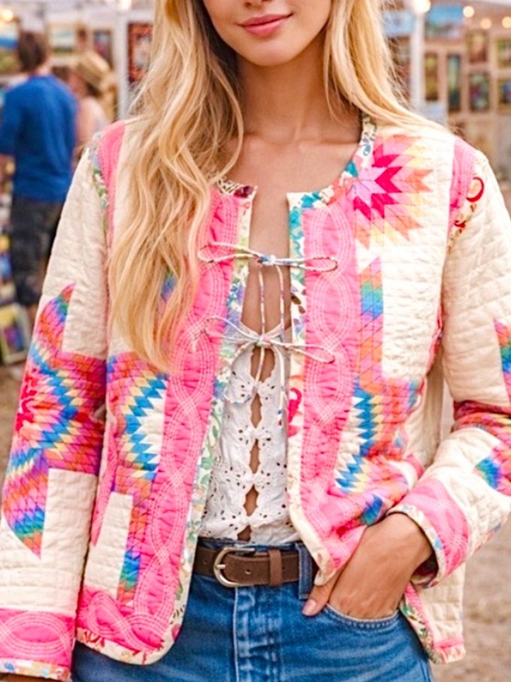 LOVE The Label Quilted Patchwork Jacket Sweater - Picture 7 of 7